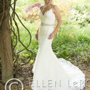 Anne Barge lace wedding gown in ivory